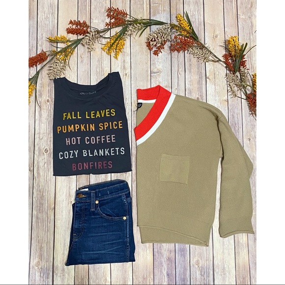 TOPSHOP Crop V neck wide Sleeve Sweater Tan Size 6 - Picture 10 of 10